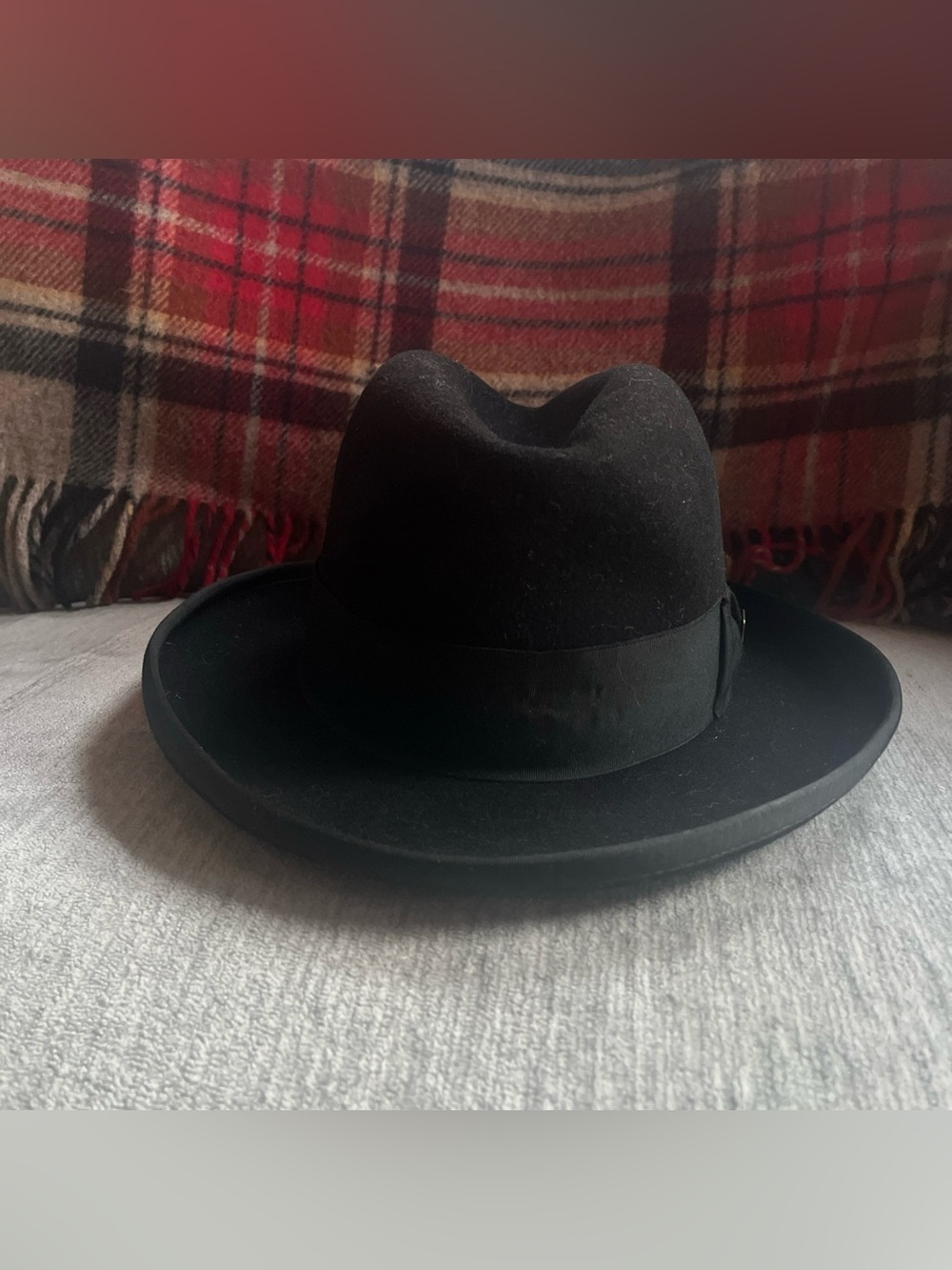 Dobbs Fifth Avenue Fleetwood Black Wool Fedora Hat - Classic Wide Brim 6 7/8